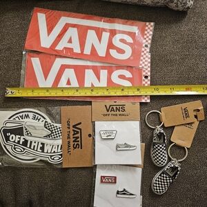 Vans Sticker Packs, Pins and Checkerboard Shoe Keychains Lot